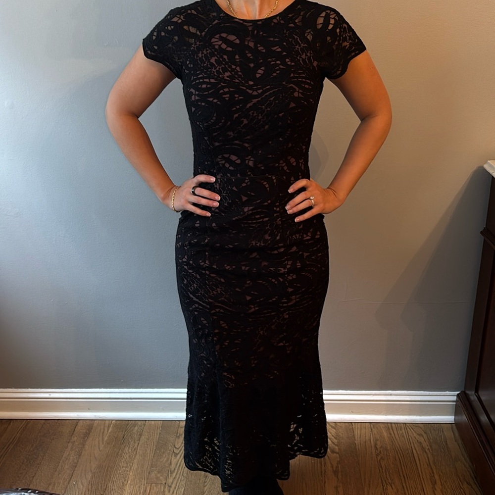 Reiss Erin lace black rose,absolutely gorgeous-midi mermaid style dress